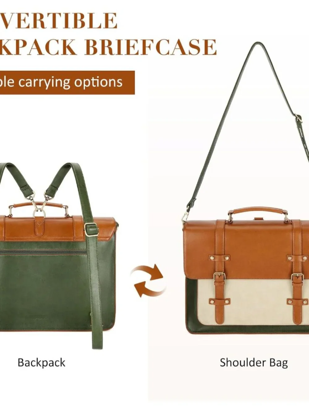 Stylish Vegan Leather Convertible Laptop Bag for Women